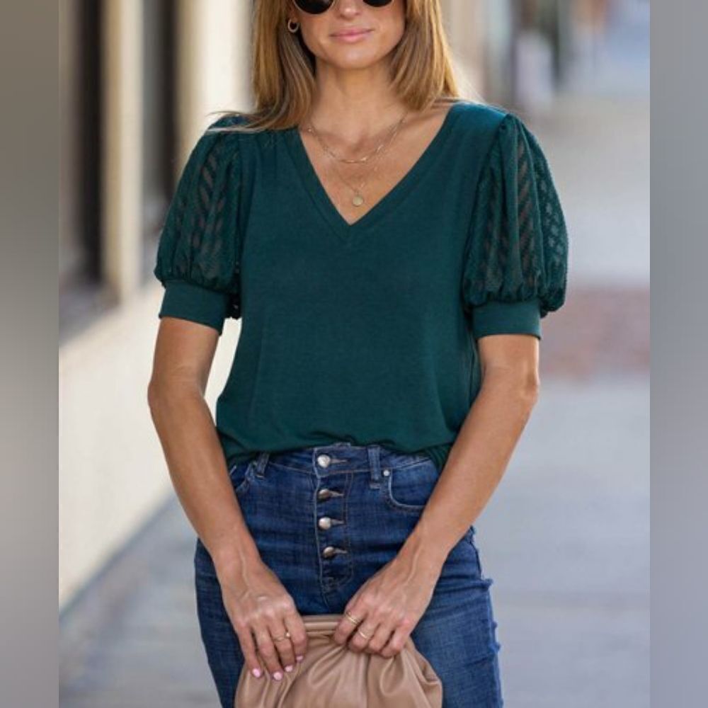 Amaryllis Puff-Sleeve Top sz 3x